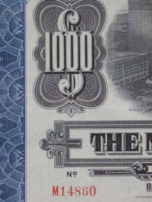 1921 New York Central Railroad Company, $1000 Bond Certificate M14860