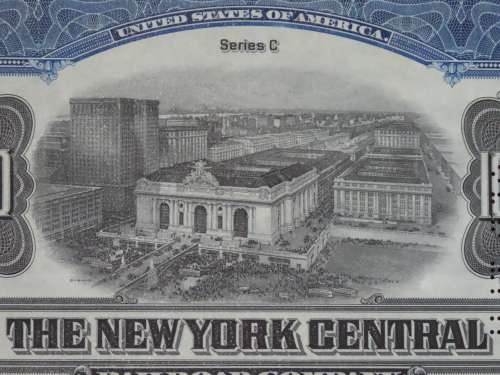 1921 New York Central Railroad Company, $1000 Bond Certificate M14860