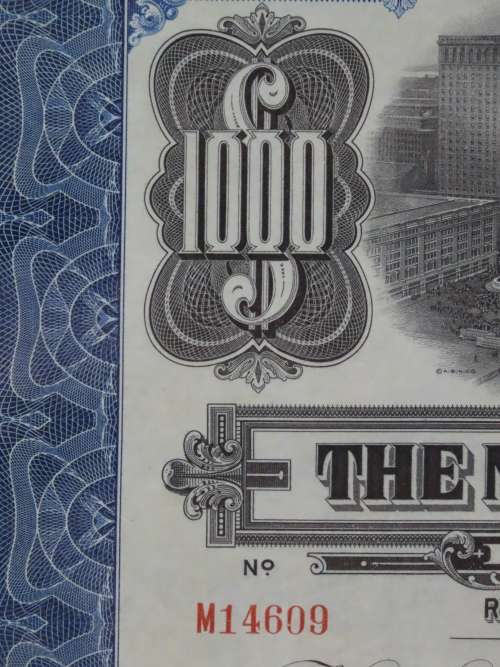 1921 New York Central Railroad Company, $1000 Bond Certificate M14609