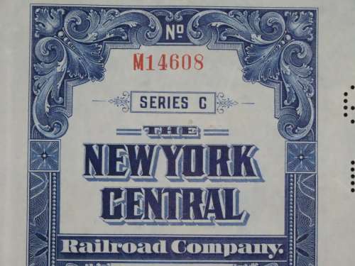 1921 New York Central Railroad Company, $1000 Bond Certificate M14608