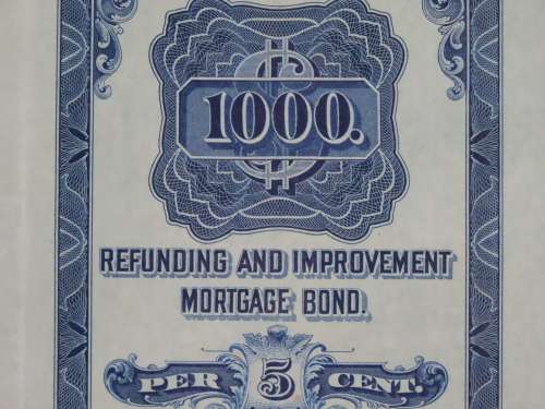 1921 New York Central Railroad Company, $1000 Bond Certificate M14608
