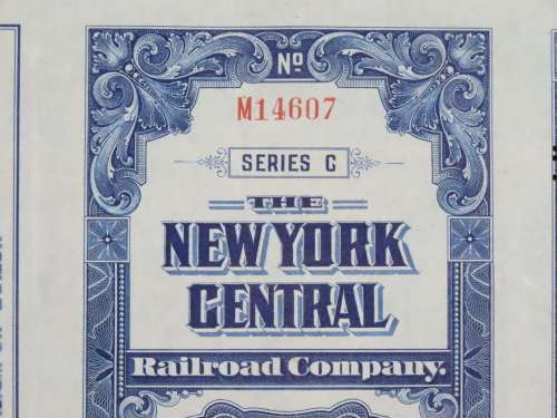 1921 New York Central Railroad Company, $1000 Bond Certificate M14607