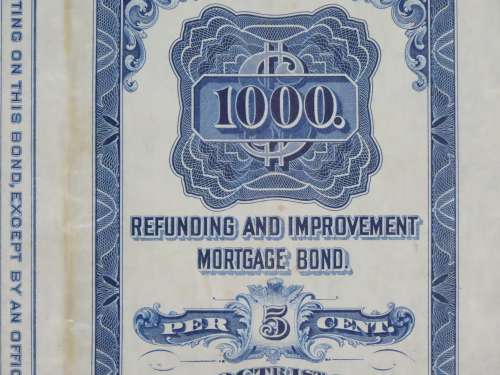 1921 New York Central Railroad Company, $1000 Bond Certificate M15444