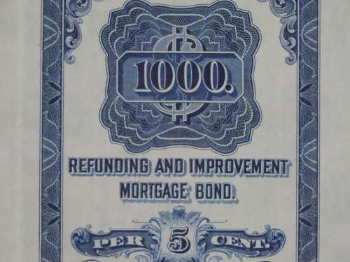 1921 New York Central Railroad Company, $1000 Bond Certificate M14645