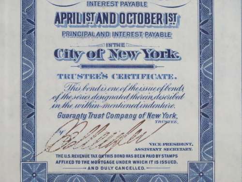 1921 New York Central Railroad Company, $1000 Bond Certificate M14645
