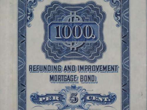 1921 New York Central Railroad Company, $1000 Bond Certificate M70424
