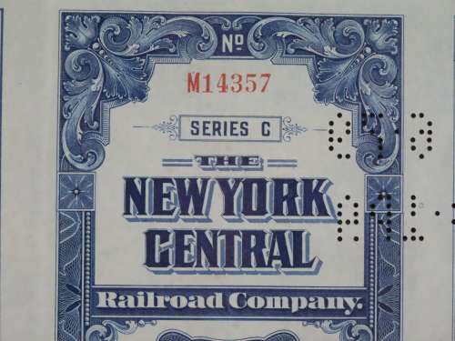 1921 New York Central Railroad Company, $1000 Bond Certificate M14357