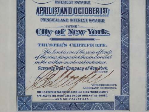 1921 New York Central Railroad Company, $1000 Bond Certificate M14357