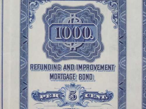 1921 New York Central Railroad Company, $1000 Bond Certificate M14360