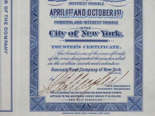 1921 New York Central Railroad Company, $1000 Bond Certificate M14360