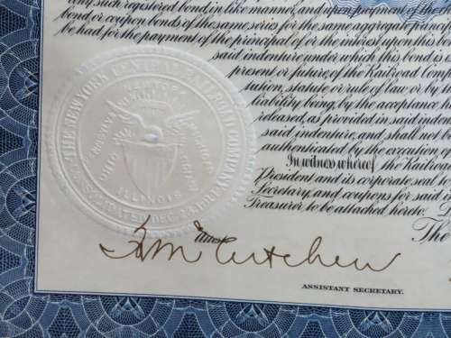 1921 New York Central Railroad Company, $1000 Bond Certificate M14360