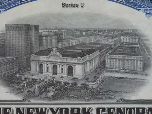1921 New York Central Railroad Company, $1000 Bond Certificate M14356