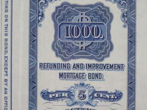 1921 New York Central Railroad Company, $1000 Bond Certificate M14356