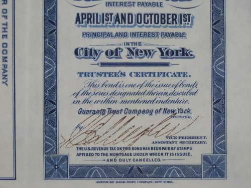 1921 New York Central Railroad Company, $1000 Bond Certificate M14356