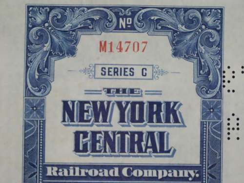 1921 New York Central Railroad Company, $1000 Bond Certificate M14707
