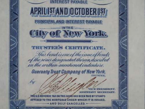 1921 New York Central Railroad Company, $1000 Bond Certificate M14707