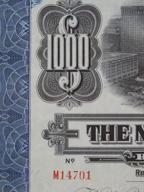 1921 New York Central Railroad Company, $1000 Bond Certificate M14701