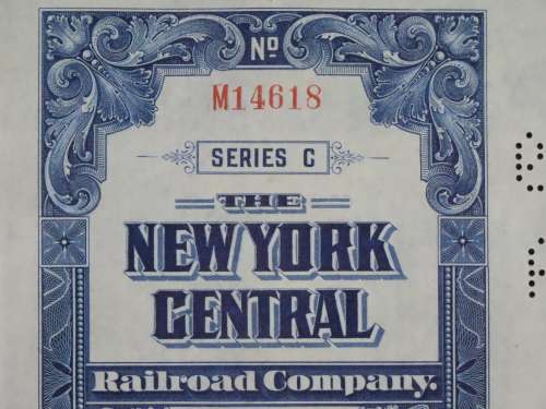 1921 New York Central Railroad Company, $1000 Bond Certificate M14618