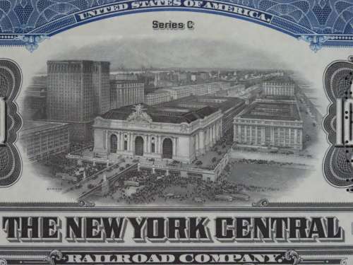 1921 New York Central Railroad Company, $1000 Bond Certificate M14620