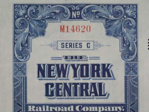 1921 New York Central Railroad Company, $1000 Bond Certificate M14620