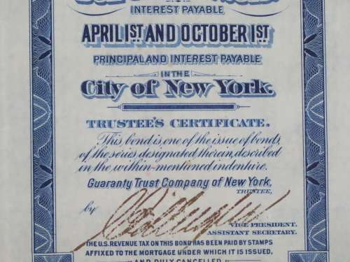 1921 New York Central Railroad Company, $1000 Bond Certificate M14620