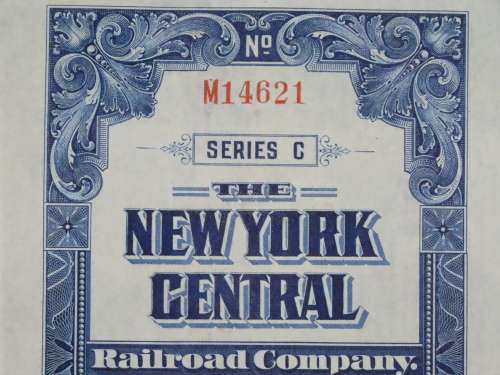 1921 New York Central Railroad Company, $1000 Bond Certificate M14621