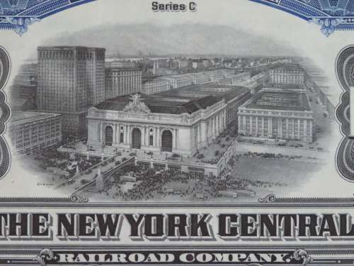 1921 New York Central Railroad Company, $1000 Bond Certificate M14704