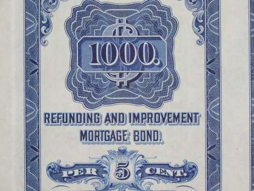 1921 New York Central Railroad Company, $1000 Bond Certificate M14704