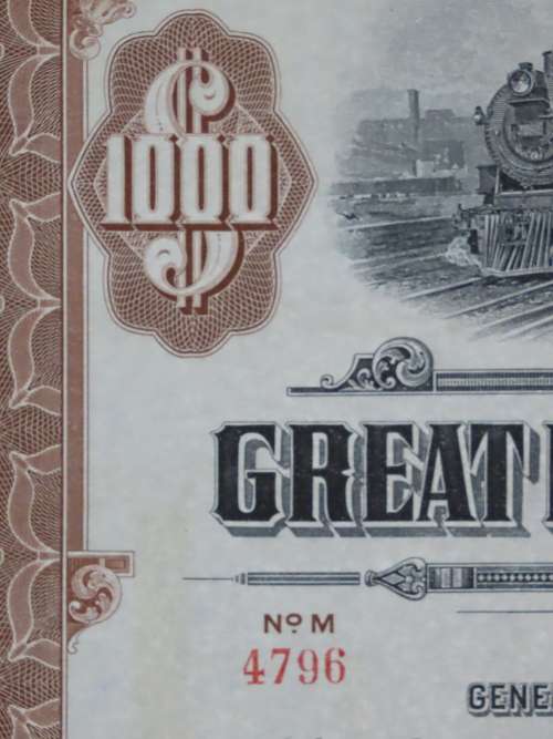1926 Great Northern Railway Company, $1000 Gold Bond Certificate 4796