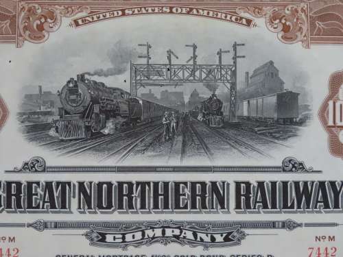 1926 Great Northern Railway Company, $1000 Gold Bond Certificate 7442