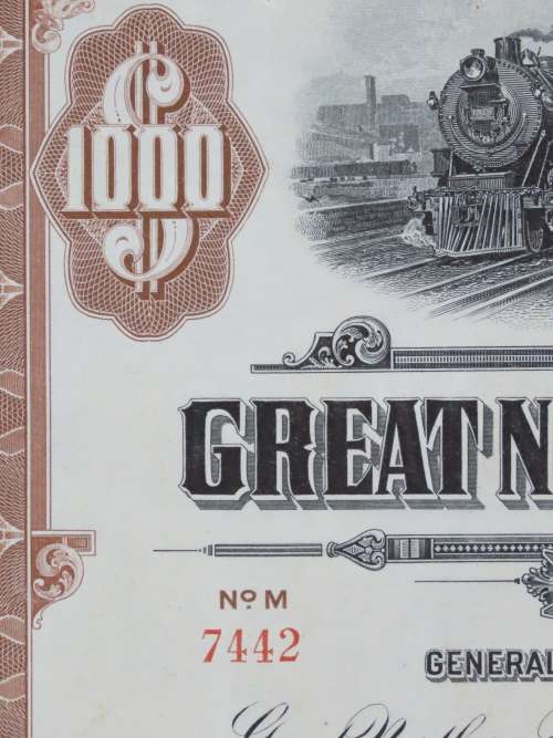 1926 Great Northern Railway Company, $1000 Gold Bond Certificate 7442