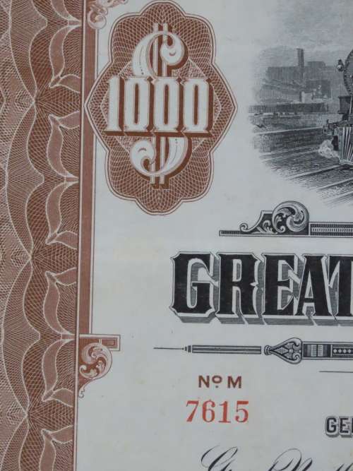 1926 Great Northern Railway Company, $1000 Gold Bond Certificate 7615