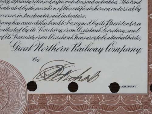 1926 Great Northern Railway Company, $1000 Gold Bond Certificate 7615