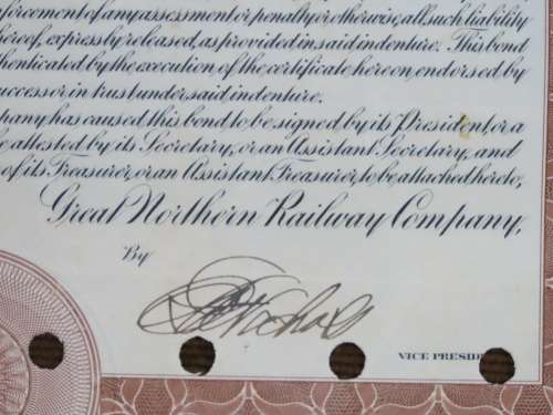 1926 Great Northern Railway Company, $1000 Gold Bond Certificate 4475