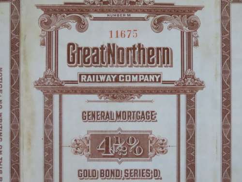 1926 Great Northern Railway Company, $1000 Gold Bond Certificate 11675
