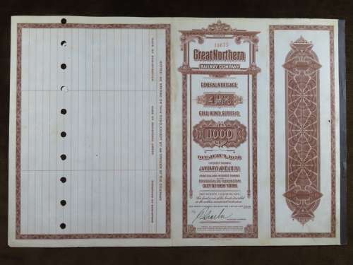 1926 Great Northern Railway Company, $1000 Gold Bond Certificate 11675