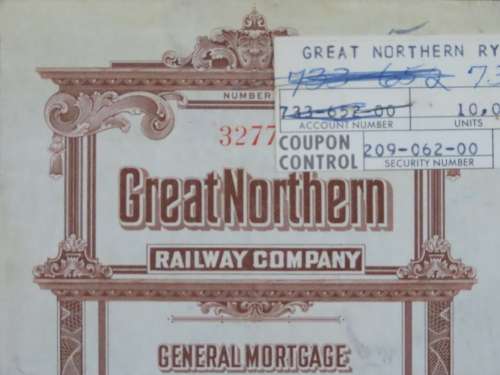 1926 Great Northern Railway Company, $1000 Gold Bond Certificate 3277