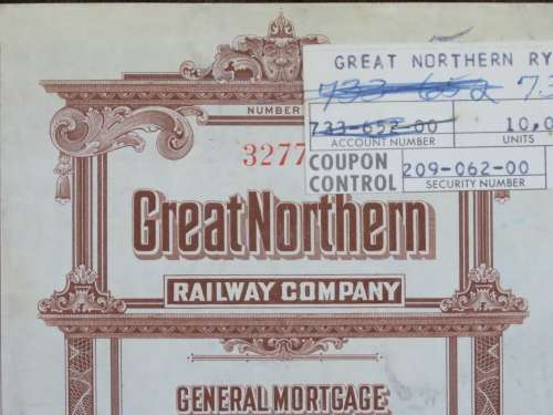 1926 Great Northern Railway Company, $1000 Gold Bond Certificate 3277