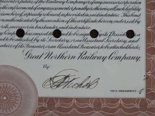 1926 Great Northern Railway Company, $1000 Gold Bond Certificate 3277