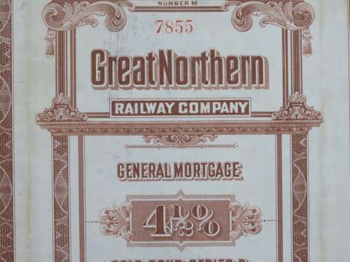 1926 Great Northern Railway Company, $1000 Gold Bond Certificate 7855