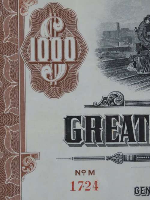 1926 Great Northern Railway Company, $1000 Gold Bond Certificate 1724