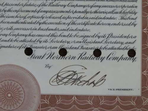 1926 Great Northern Railway Company, $1000 Gold Bond Certificate 10100
