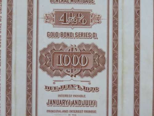 1926 Great Northern Railway Company, $1000 Gold Bond Certificate 10100