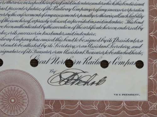 1926 Great Northern Railway Company, $1000 Gold Bond Certificate 8058