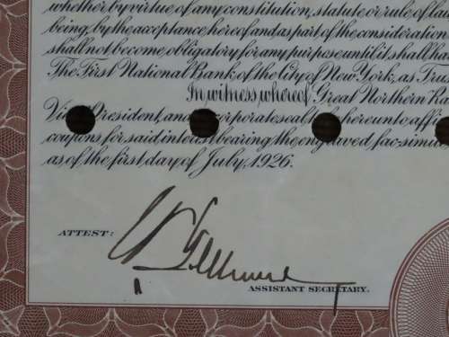1926 Great Northern Railway Company, $1000 Gold Bond Certificate 6836