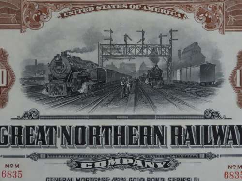 1926 Great Northern Railway Company, $1000 Gold Bond Certificate 6835