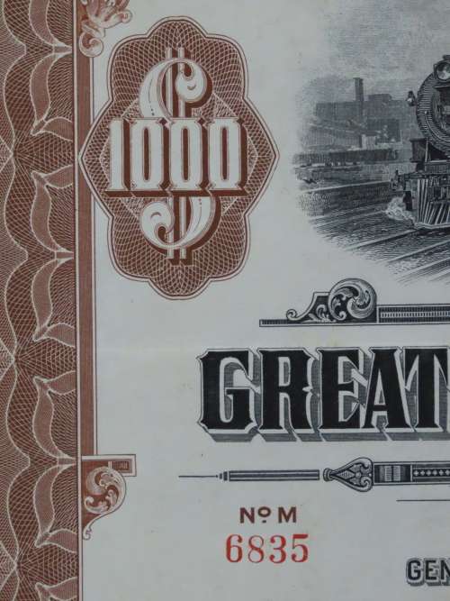 1926 Great Northern Railway Company, $1000 Gold Bond Certificate 6835