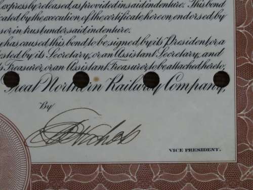 1926 Great Northern Railway Company, $1000 Gold Bond Certificate 6835