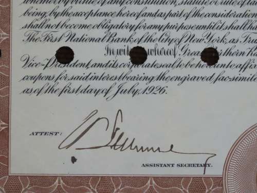 1926 Great Northern Railway Company, $1000 Gold Bond Certificate 2014