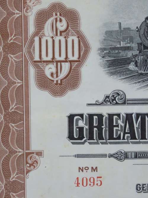 1926 Great Northern Railway Company, $1000 Gold Bond Certificate 4095